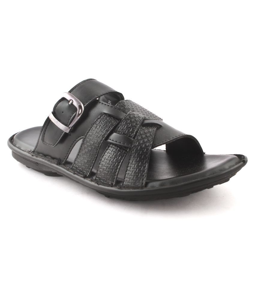     			San Frissco Sandal For Mens Black Synthetic Leather Sandals