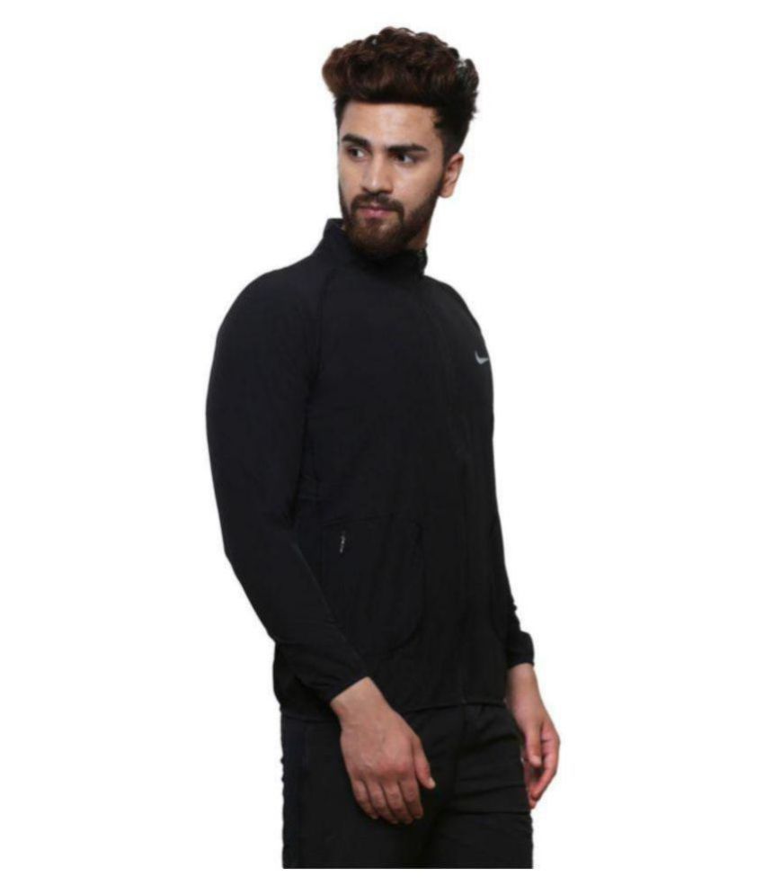 nike black polyester terry jacket
