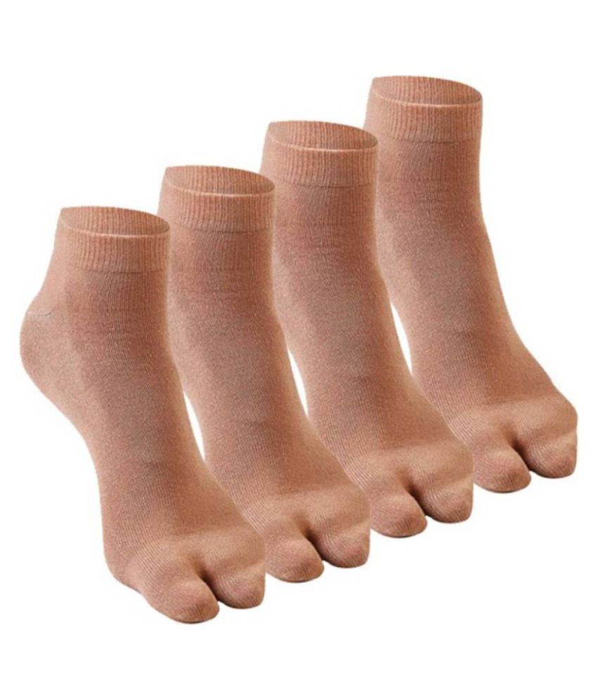     			Tahiro Beige Colour Cotton Thumb Ankle Length Socks - Pack Of