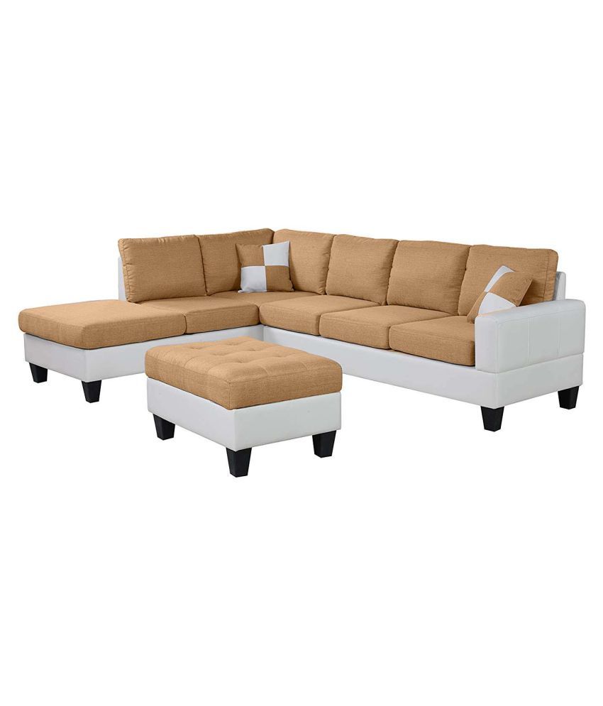 Download Fabbulls Shane Leatherette & Fabric L Shape Sofa Set - Buy ...