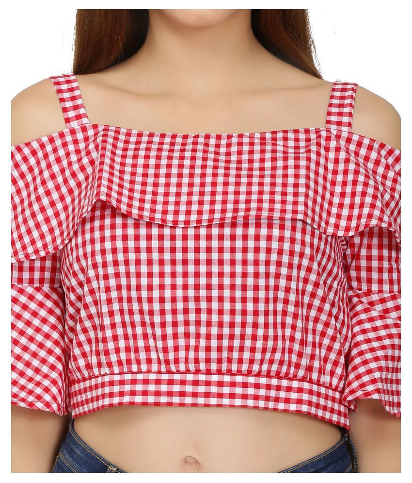 red cotton crop top
