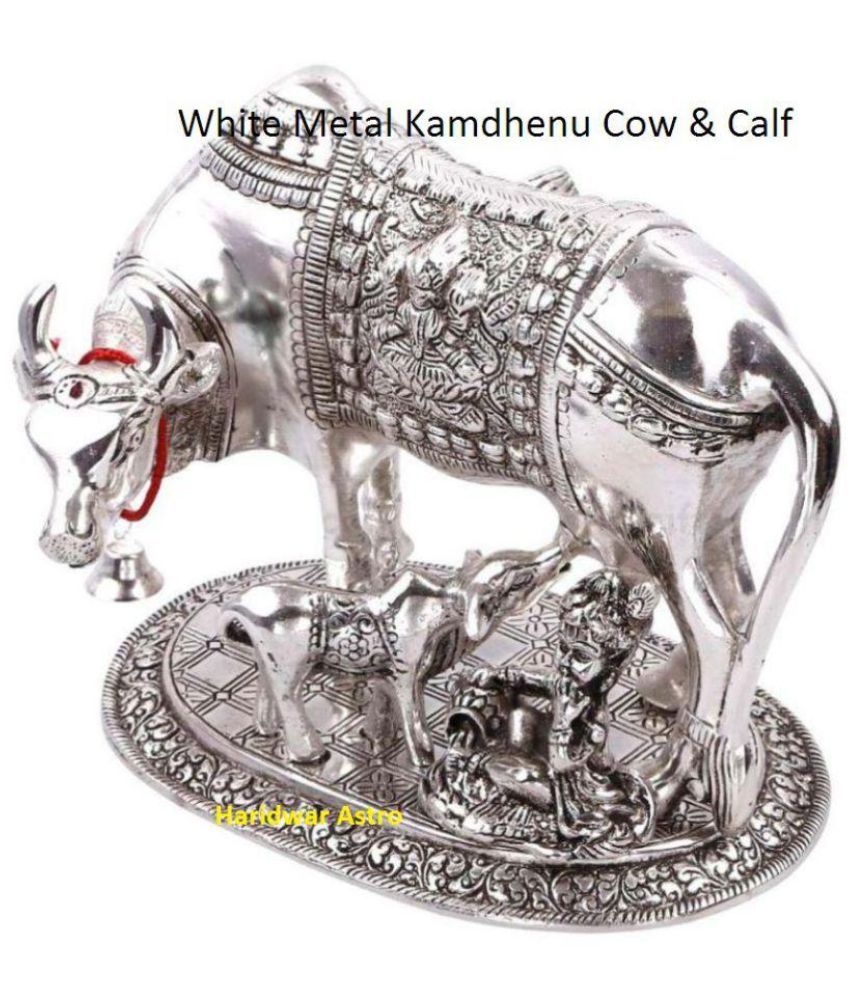     			Haridwar Astro White Metal Kamdhenu Cow & Calf