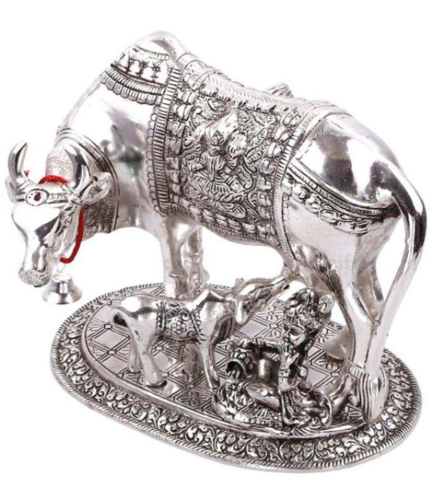     			Saubhagya White Metal Kamdhenu Cow & Calf