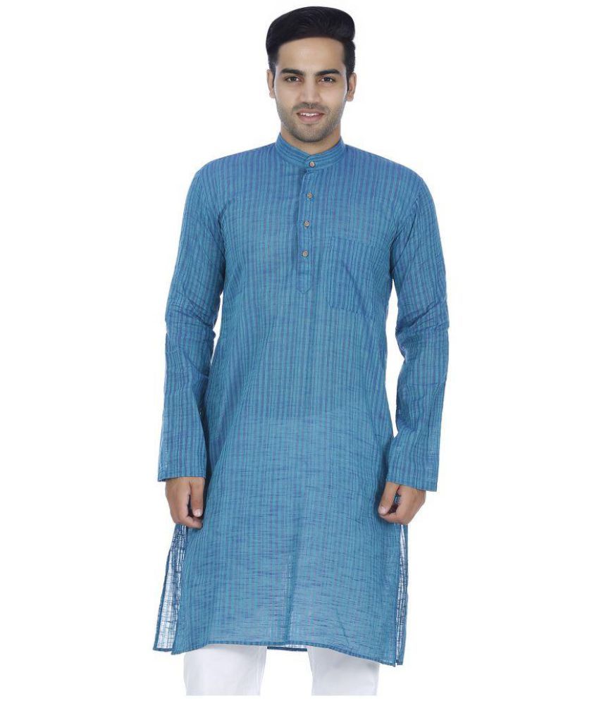 Bhartiya Blue Cotton Kurta Single - Buy Bhartiya Blue Cotton Kurta ...