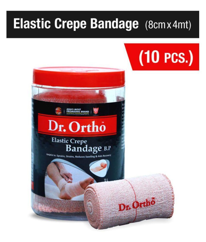 Dr. Ortho Crepe Bandage(8cX4mt) 10 Pcs Cotton Fabric Bandage Pack of 10