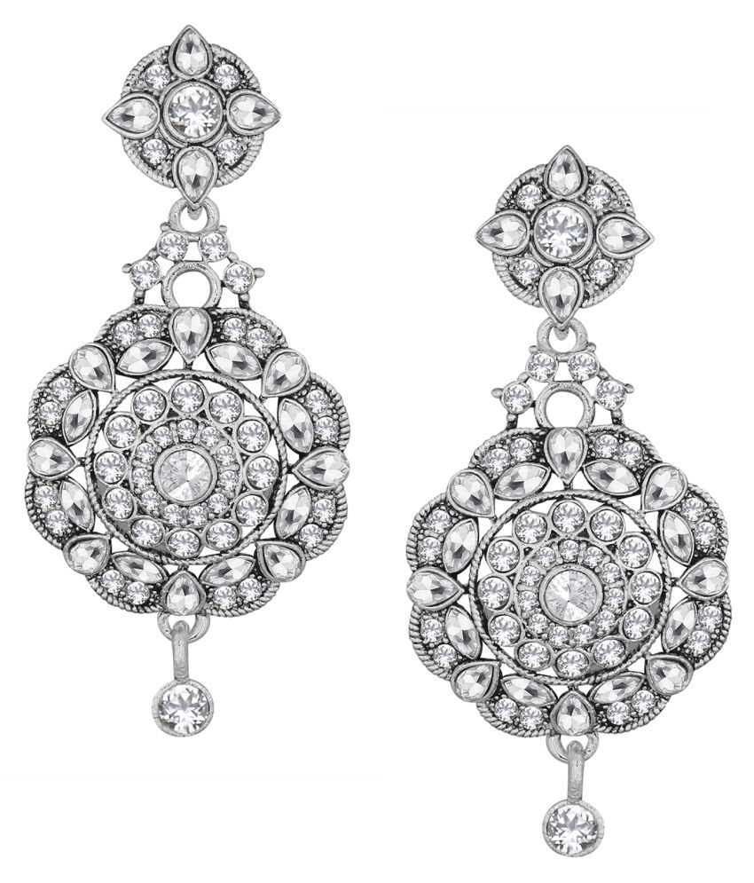     			Spargz Antique Oxidised American Diamond Dangle Earring For Women aier_1489