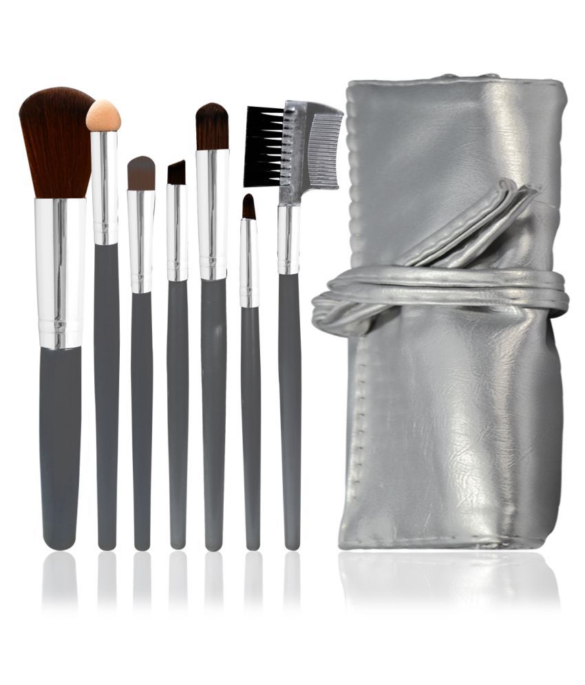     			Adbeni Imported Cosmetic Makeup Tools Set Silver Make Up Brushes of 7 Pcs Synthetic 7 no.s