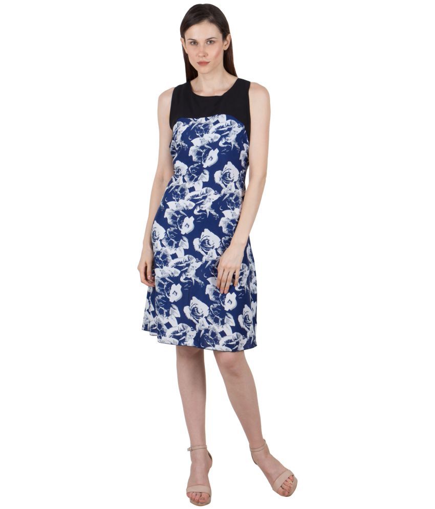 G amp; M Collections Crepe Blue A line Dress