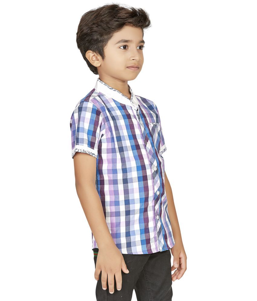 Ninety Nine Boys 100% cotton half sleeve band collar shirt with print ...