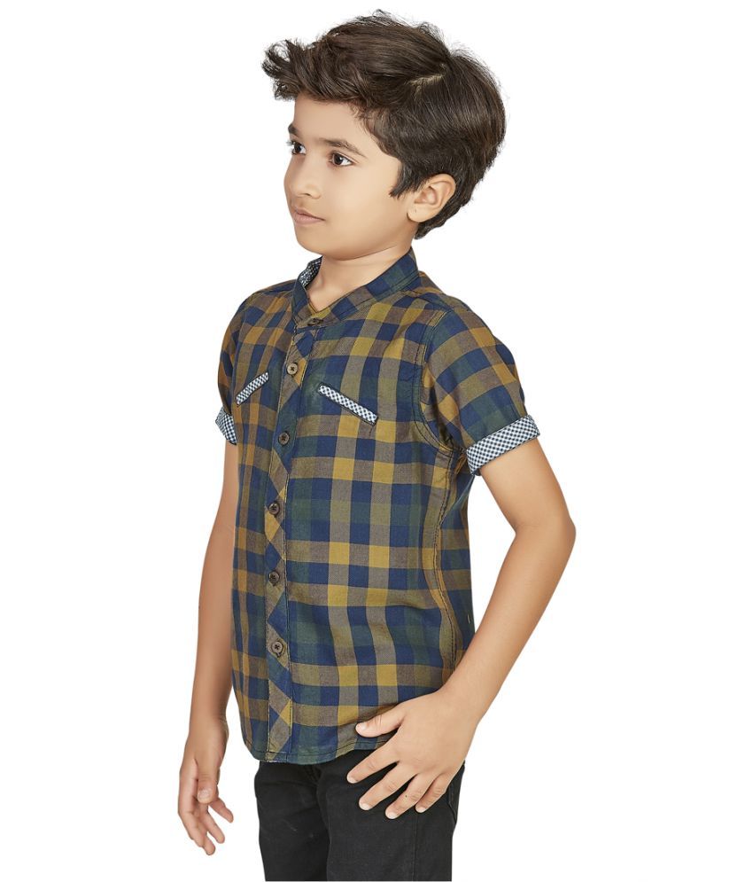 Ninety Nine Boys Half Sleeves 100% cotton Shirt with Bais gingam checks ...