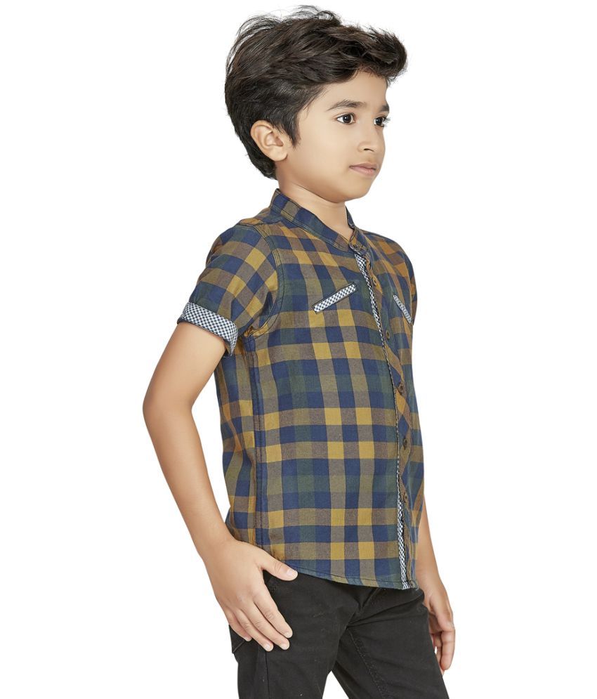 Ninety Nine Boys Half Sleeves 100% cotton Shirt with Bais gingam checks ...