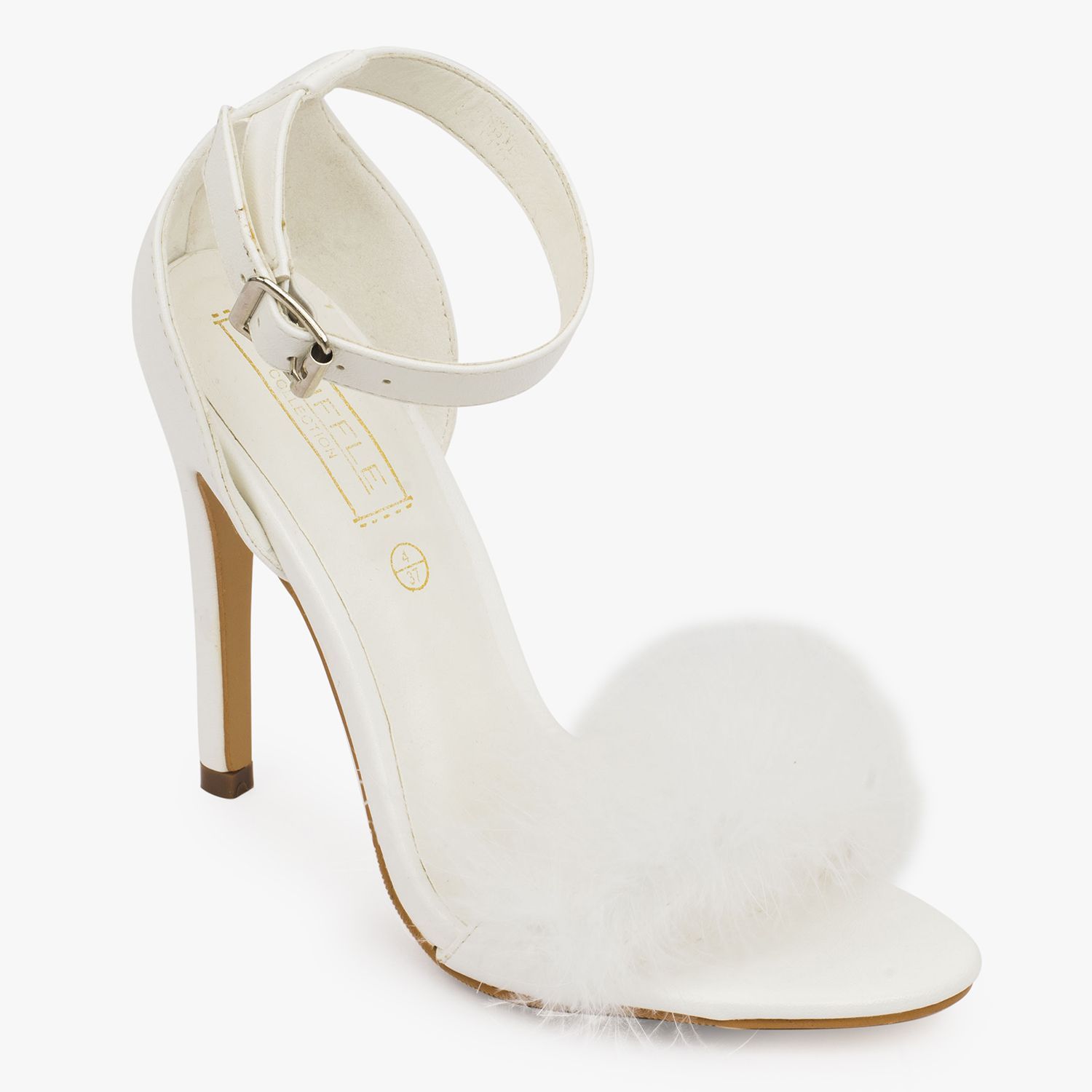 Truffle Collection Ankle Strap Stiletto High Heel Peep Toe Sandals Shoes White Truffle Collection Ankle Strap Stiletto High Heel Peep Toe Sandals Shoes White