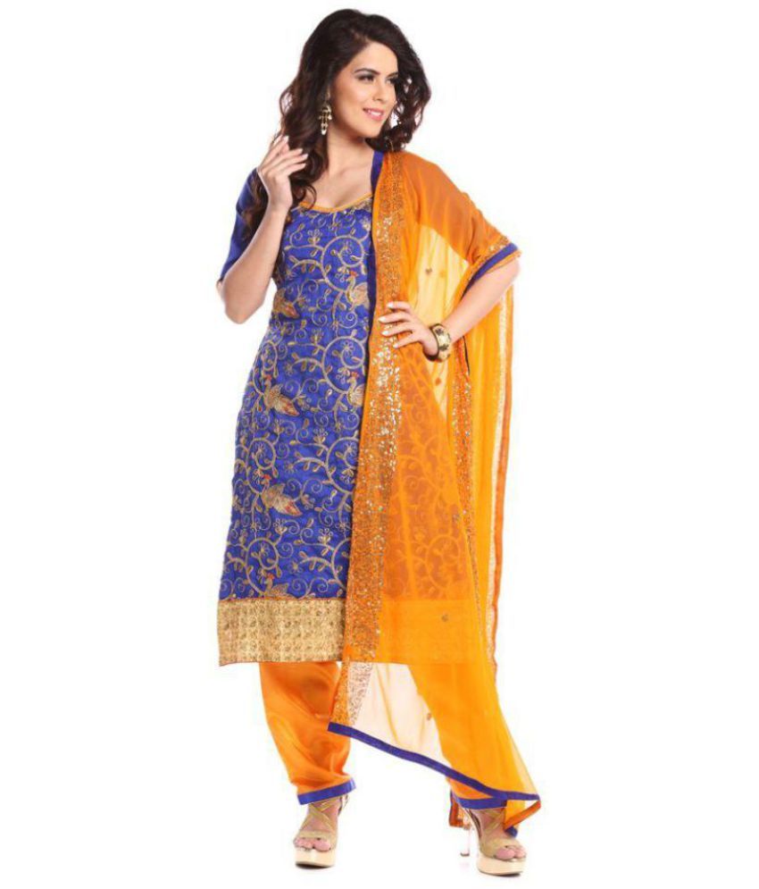 Fashionx Yellow and Beige Bangalore Silk Dress Material Buy Fashionx