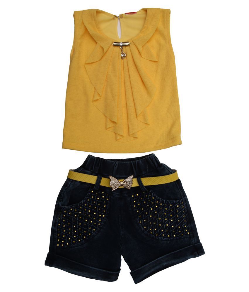     			Zadmus Girls Imported Fabric Top and Skirt Dress (Yellow, 2 - 3 Years)