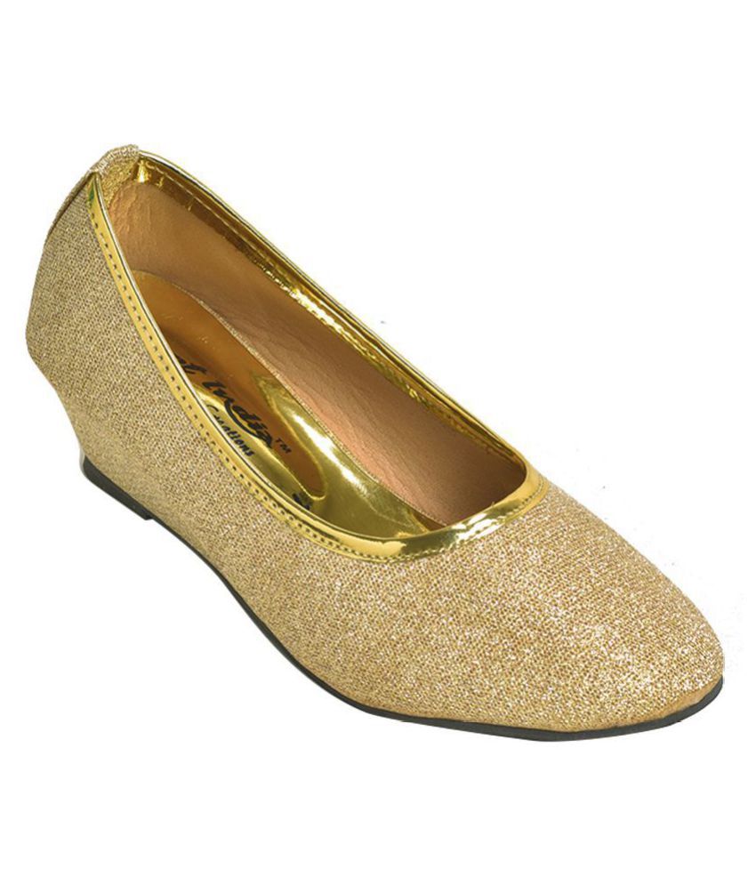     			Alert India Sparkle Jeans Made Wedge Heel Belly For Girl's-Golden