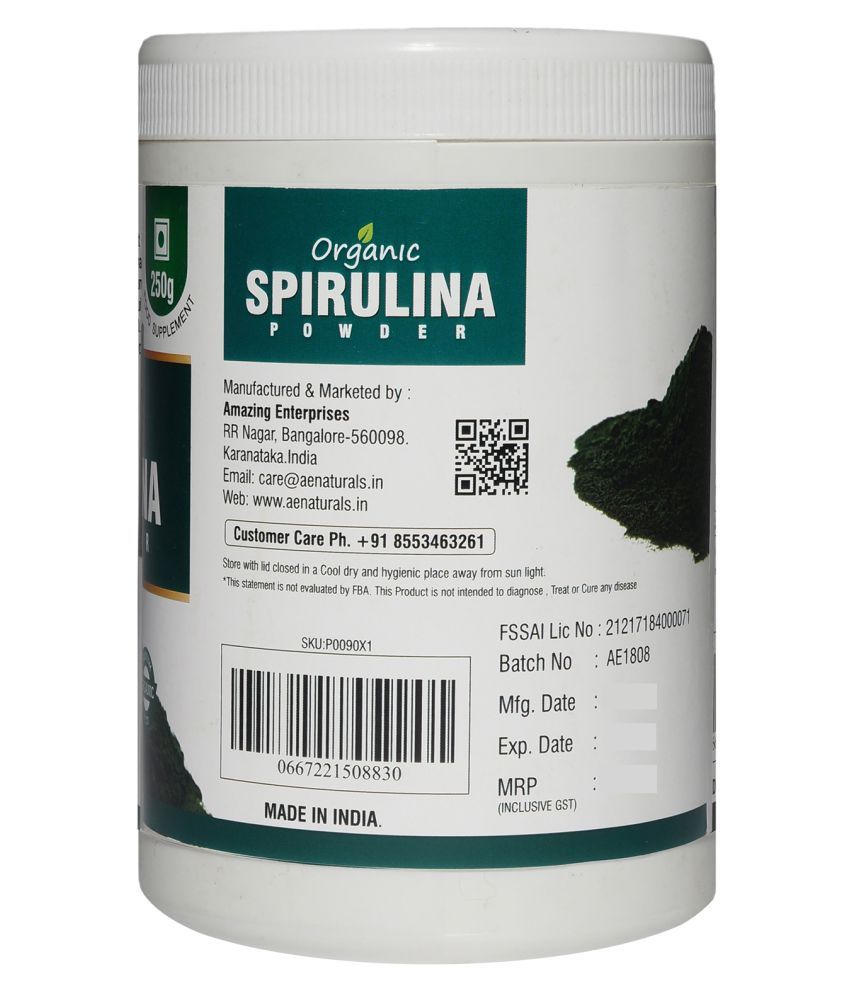 AE Naturals Pure Organic Spirulina Powder 250 gm Buy AE Naturals Pure