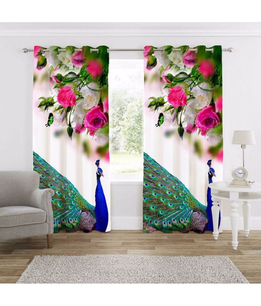     			Tanishka Fabs Printed Semi-Transparent Eyelet Window Curtain 5 ft Single -Multi Color
