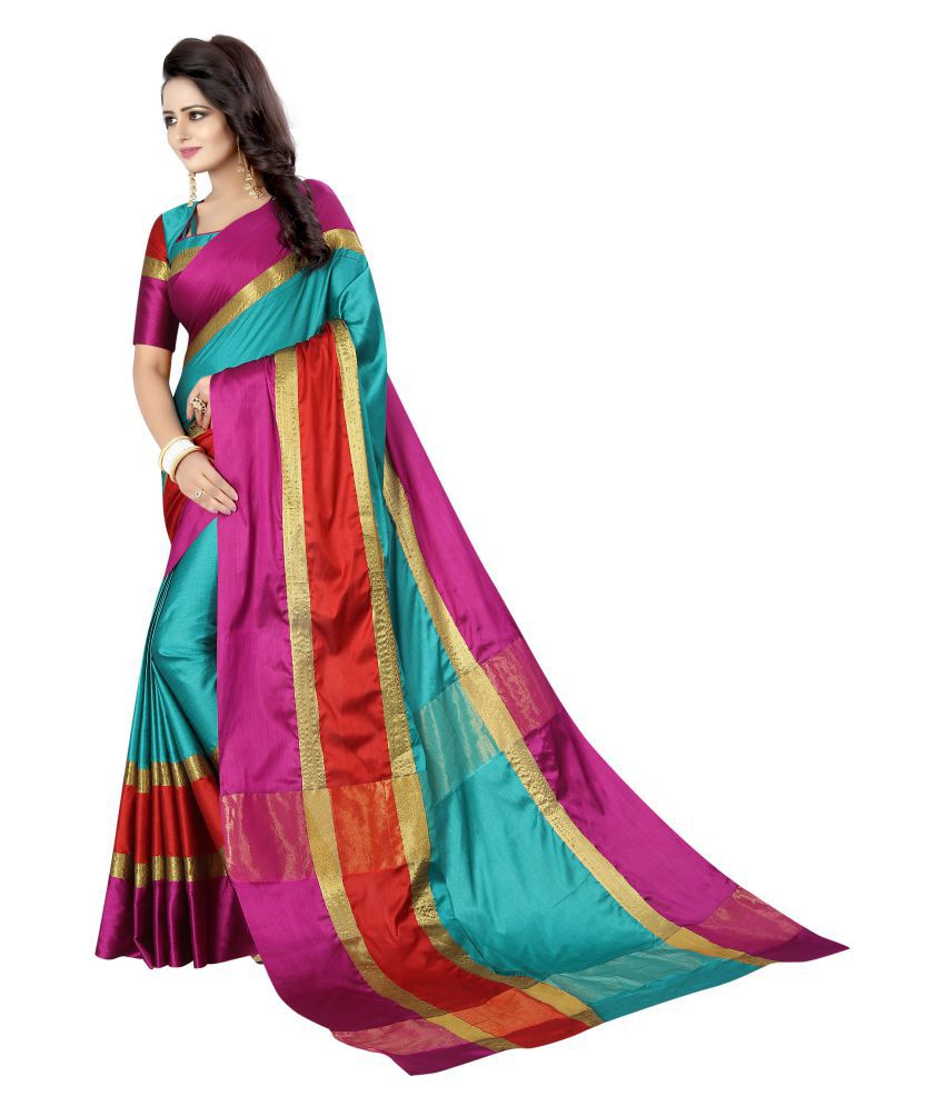 Malhari Multicoloured Cotton Silk Saree - Buy Malhari Multicoloured ...