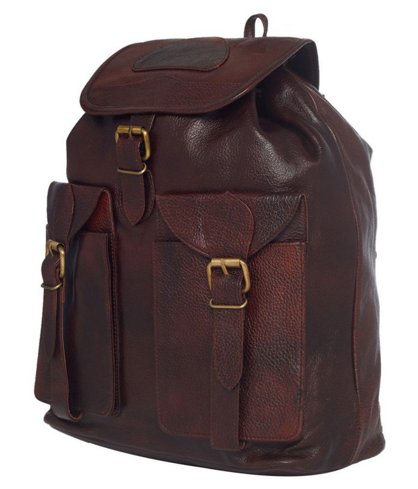 Leather World Brown Backpack - Buy Leather World Brown Backpack Online ...
