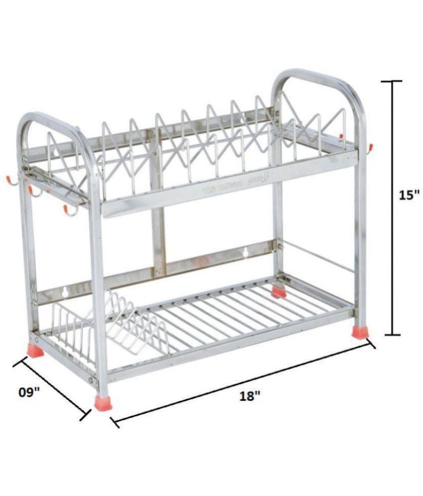 Amol Stainless Steel Kitchen Dish Rack With Glass Holder/ Dish Stand