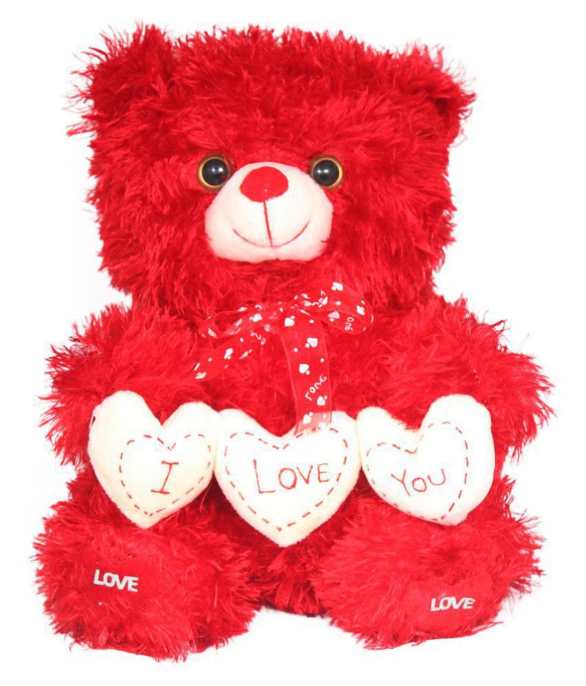     			Tickles Soft Stuffed Plush Animal Toy Adorable Teddy with I Love You Heart Special Valentine Day Gift (Color:Red & White Size:35 cm)