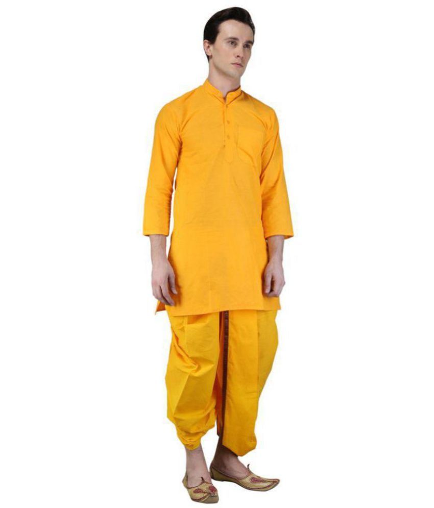 yellow colour dhoti kurta