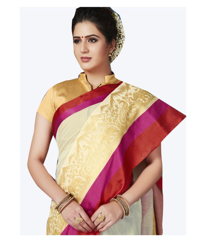 Shaily Retails Off White Kanchipuram Saree - Buy Shaily Retails Off ...