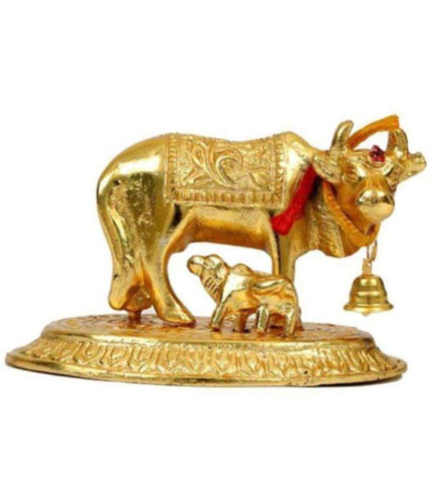     			Haridwar Astro Small Golden brass kamdhenu cow with calf