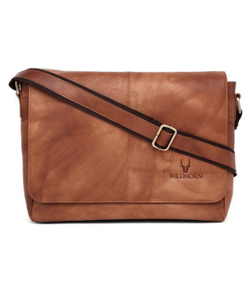WildHorn Tan Leather Office Bag - Buy WildHorn Tan Leather Office Bag ...