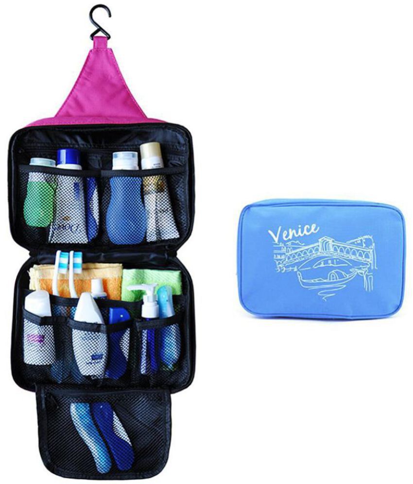     			Everbuy Blue Venice Cosmetic Pouch Travel Cosmetic Makeup