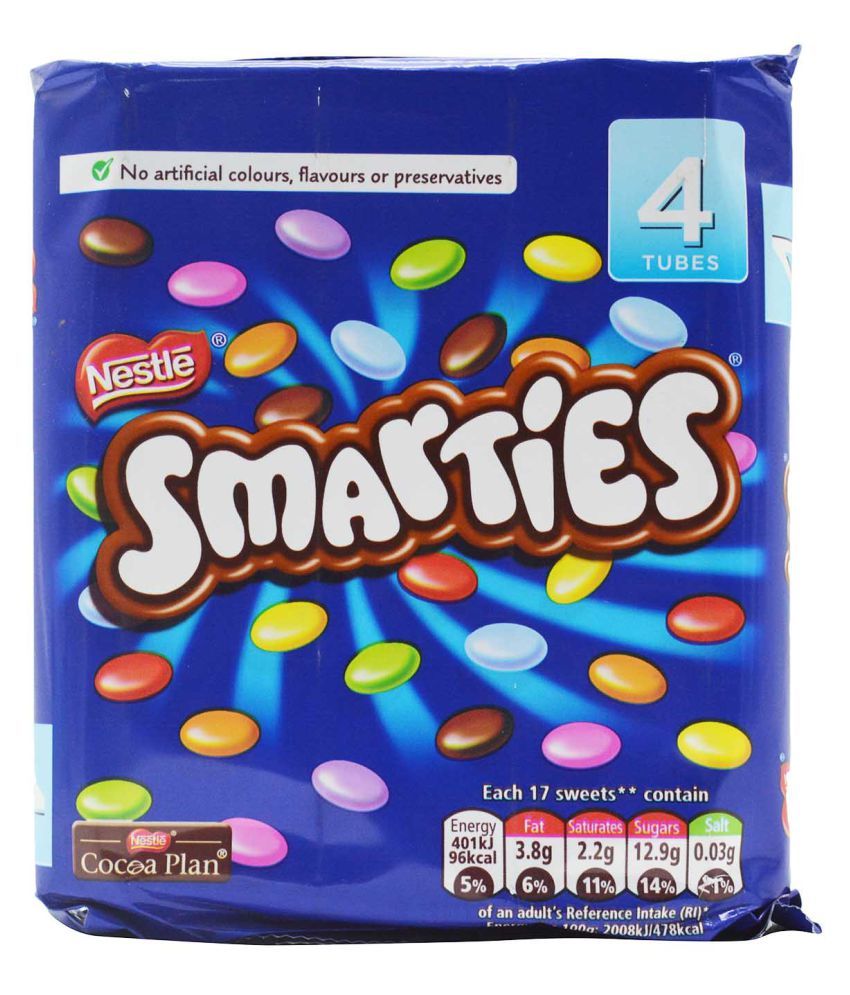 Nestle Smarties, 4 Tubes Assorted Chocolates 152 gm: Buy Nestle