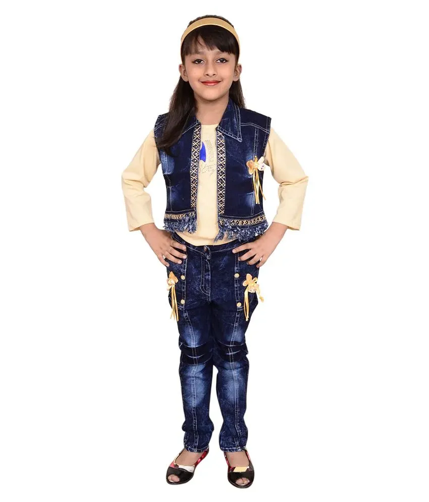 Girls Party Wear Top Jeans and Jacket set Buy Girls Party Wear