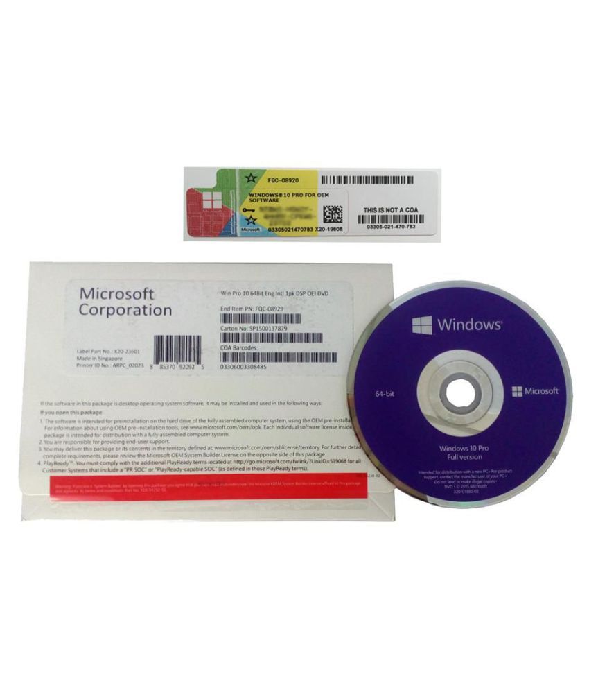 Microsoft Windows 10 Professional OEM 64 Bit ( DVD ) - Buy Microsoft ...