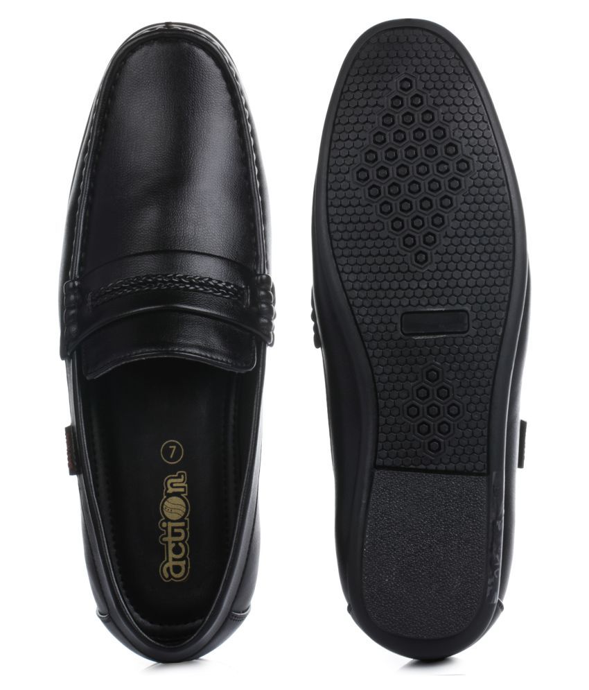 Action Shoes Black Loafers Buy Action Shoes Black