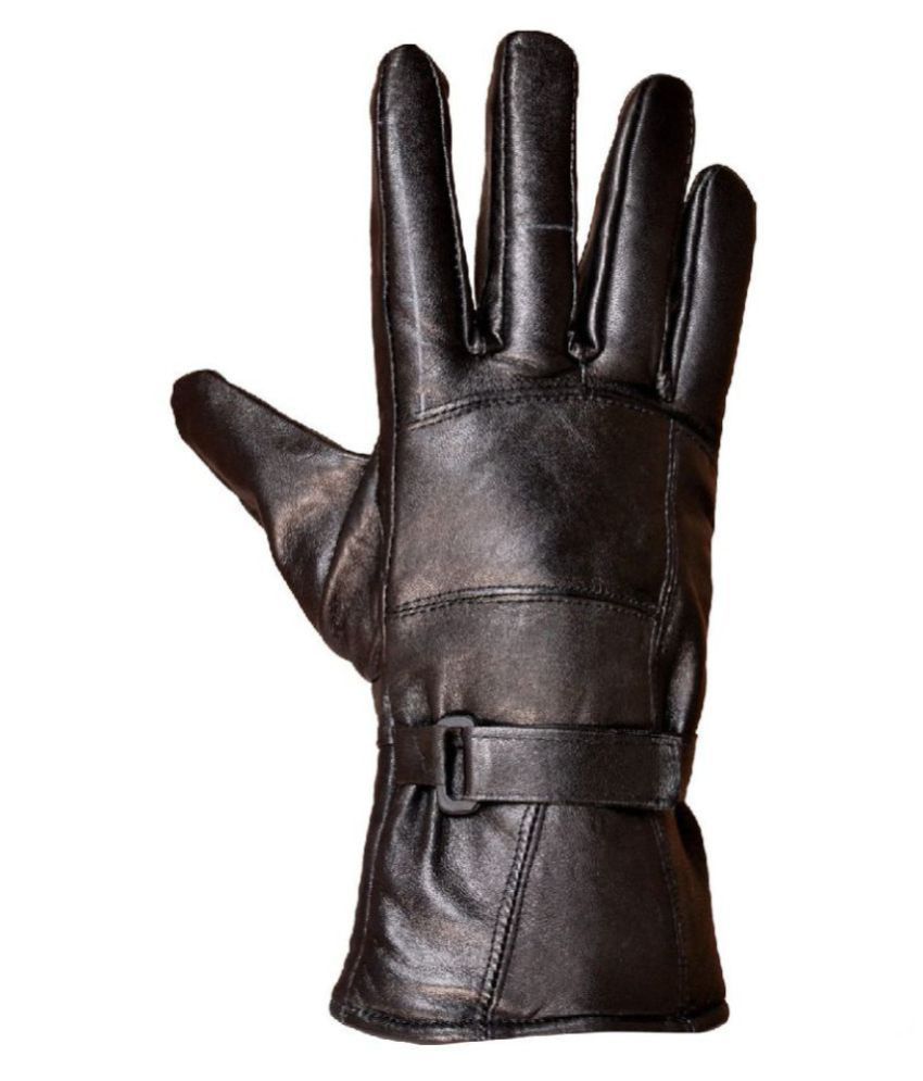 Tahiro Black Full Fingered Leather Gloves Buy Online at Low Price in