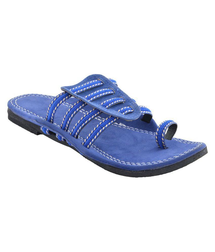 blue kolhapuri chappal