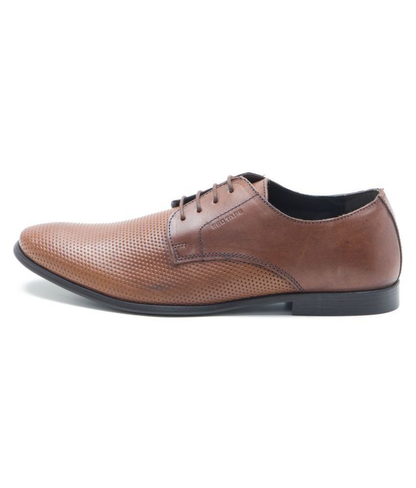 red tape tan derby formal shoes