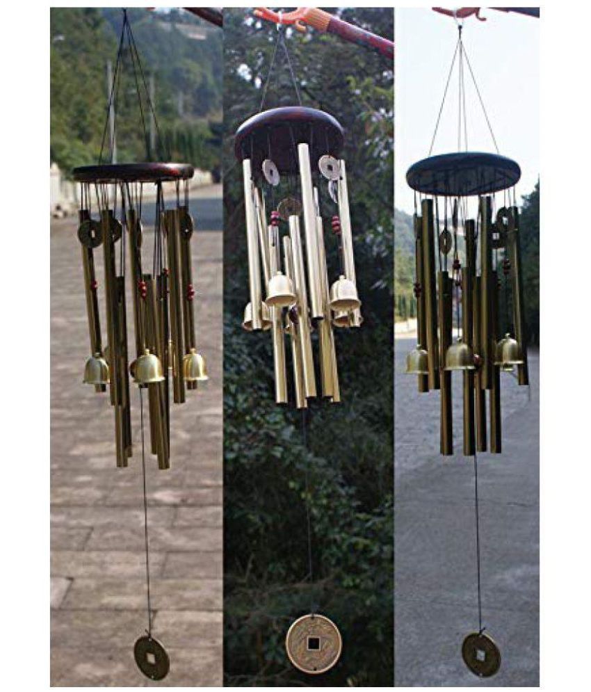 TechTest Wind Chimes for Home Positive Energy Balcony Door Brass 10 Rod