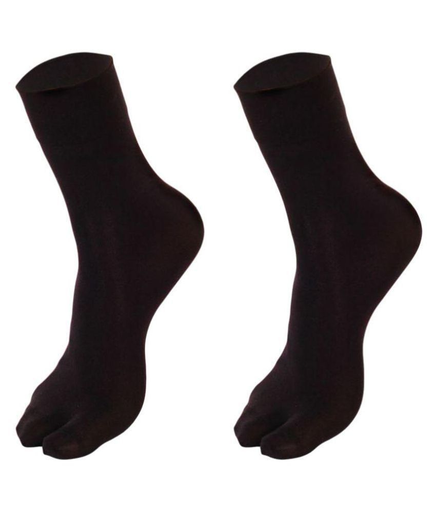     			Tahiro Black Cotton Thumb Ankle Length Socks - Pack Of 2