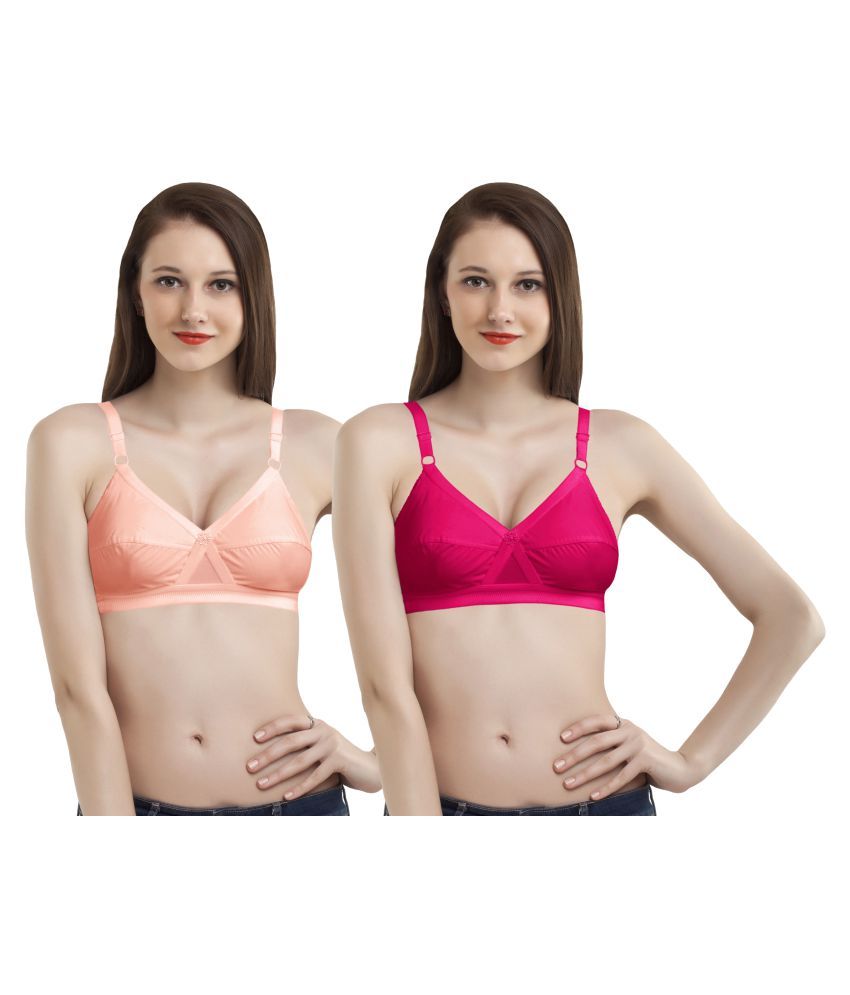     			Madam Pack of 2 Cotton Non Padded Women's T-Shirt Bra ( Multi Color )