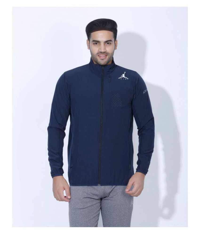 nike navy polyester terry jacket