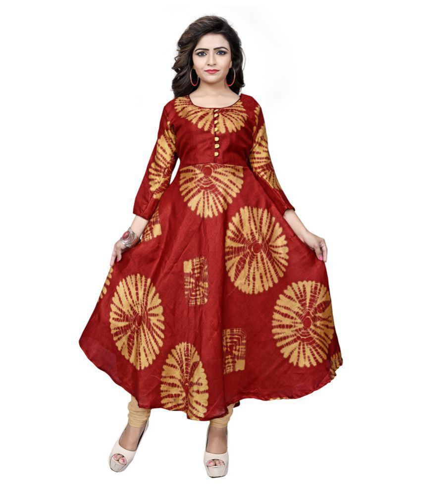 The Four Hundred Red Bhagalpuri Silk Printed Unstitched Kurti - Buy The ...