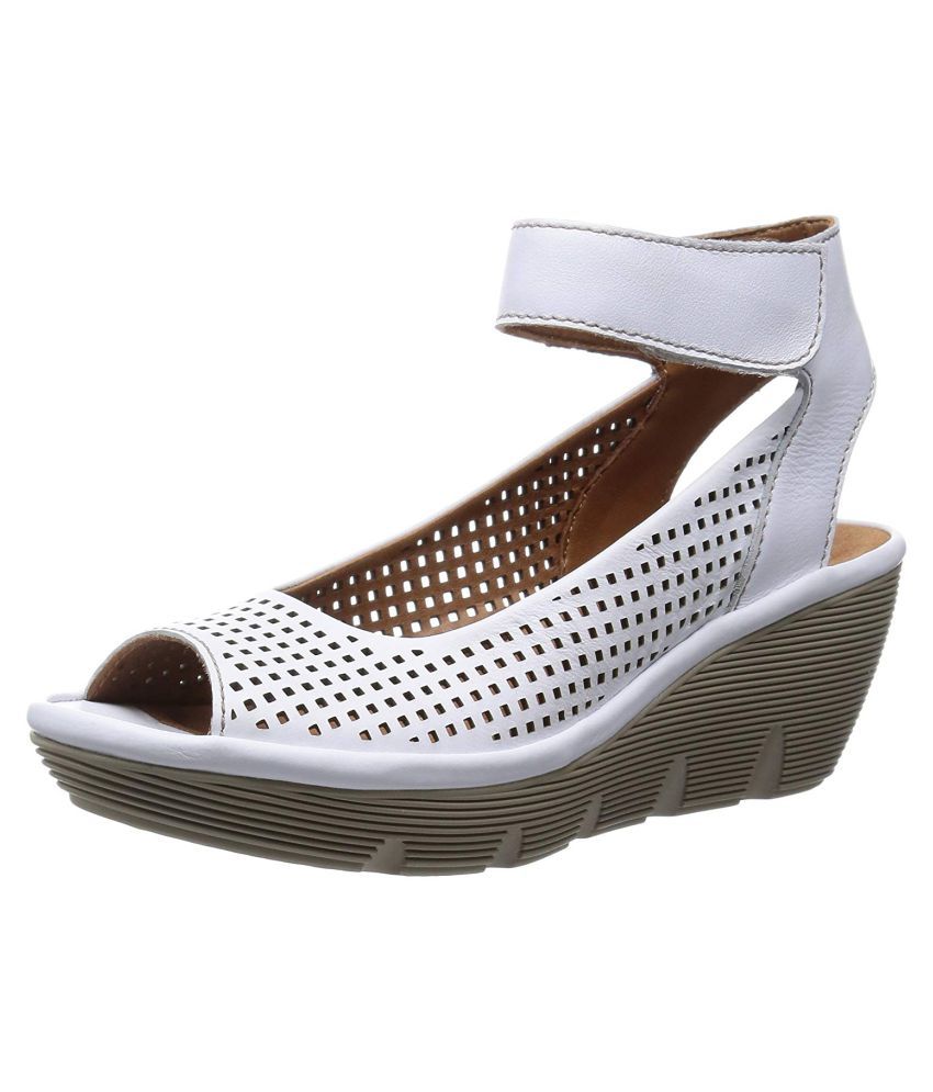 clarks white wedges