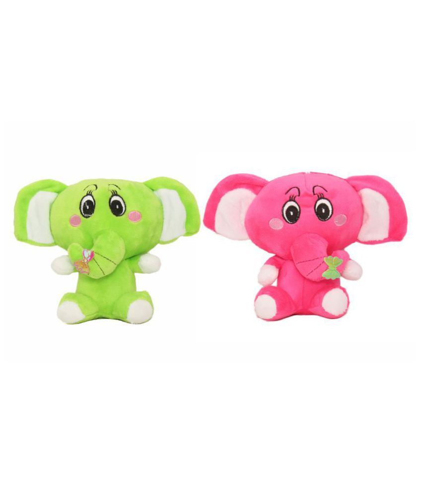 Tickles Cute Colourful Baby Elephant Pack Of 2 Stuffed Soft Plush Toy For Kids 14 cm