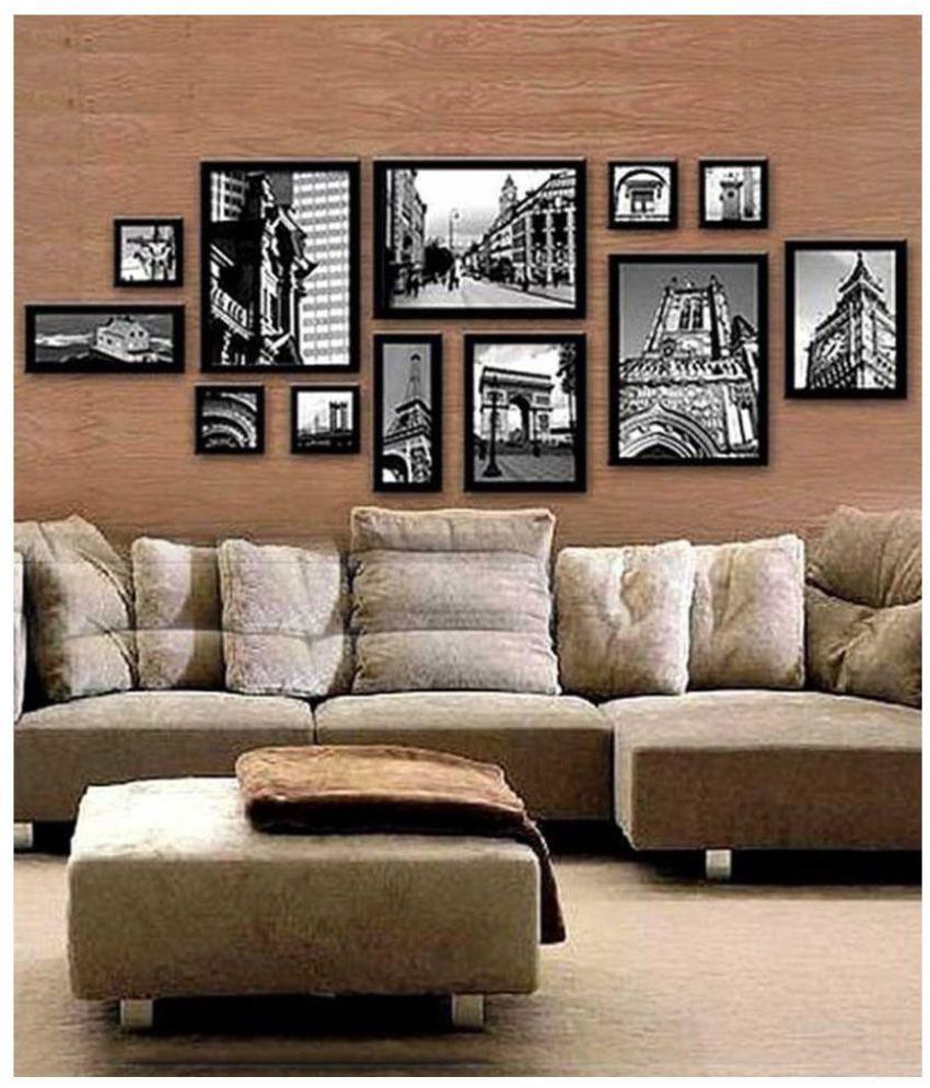 Crete Glass Wall Hanging Brown Photo Frame Sets Pack Of 12