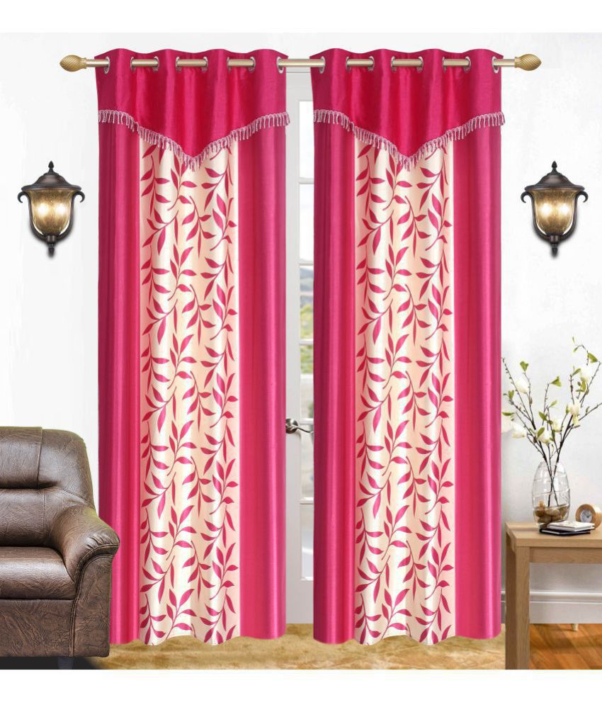     			Stella Creations Set of 2 Door Blackout Eyelet Polyester Curtains Pink