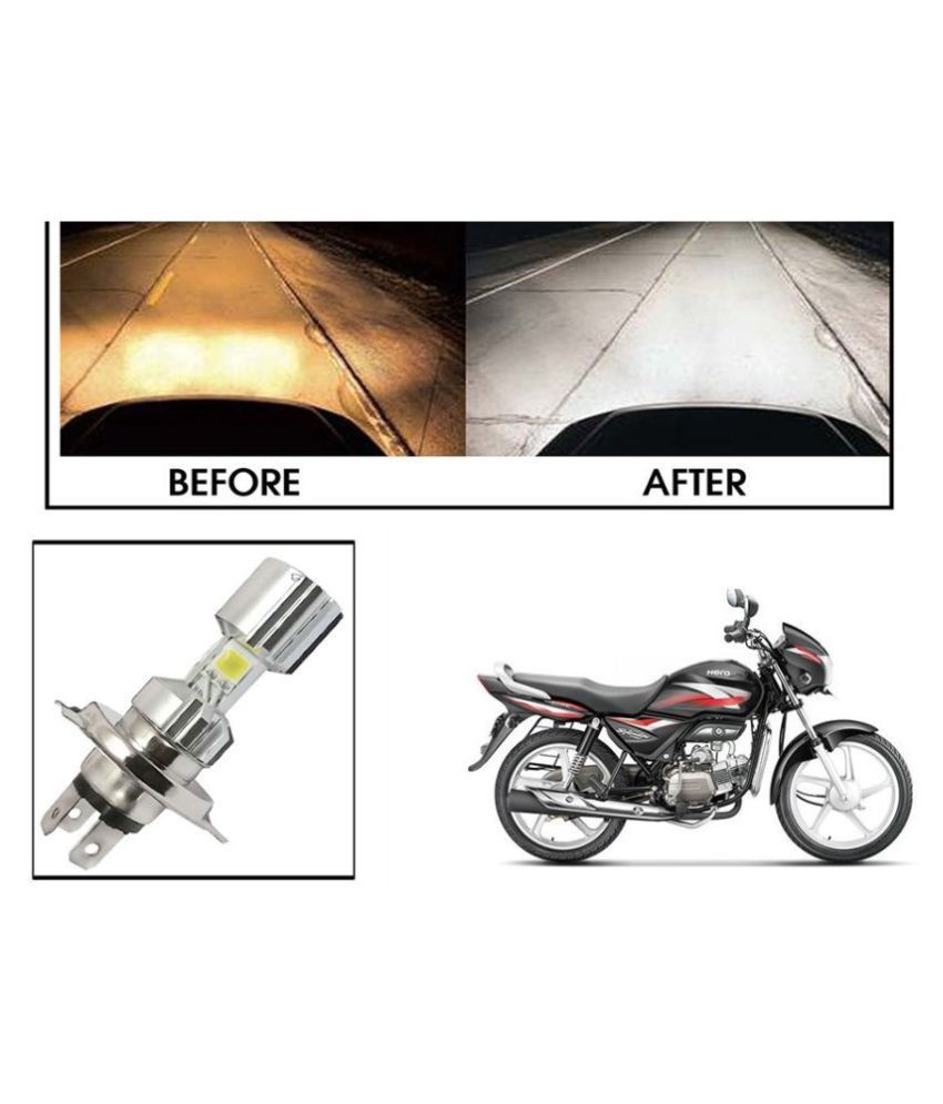 Speedwave Silver Missile Hi Low Beam H4 Bike Bulb Motorcycle LED