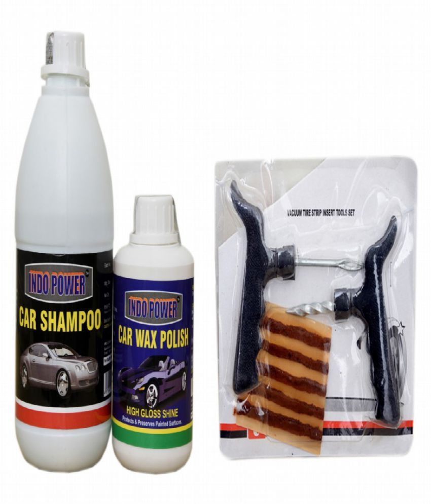 CAR SHAMPOO 500ml+ CAR WAX POLISH 250ml+ Tubelass smart Panchar Kit