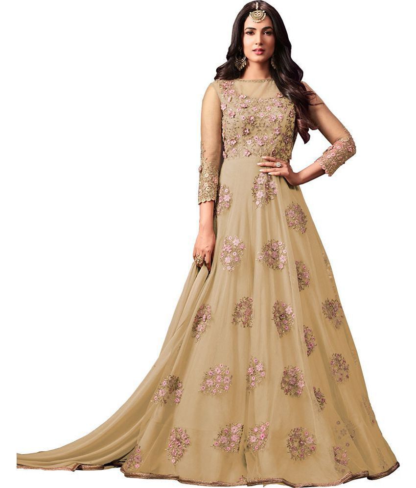 gold anarkali gown