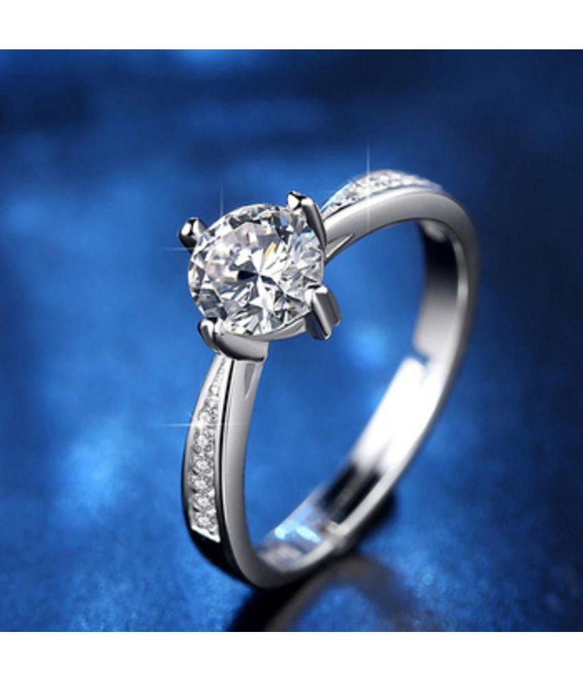 Stylish Queen Sterling Silver Swarovski Crystal Adjustable Women Rings